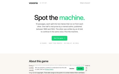 AI or Not: can you spot the machine-written half? — screenshot