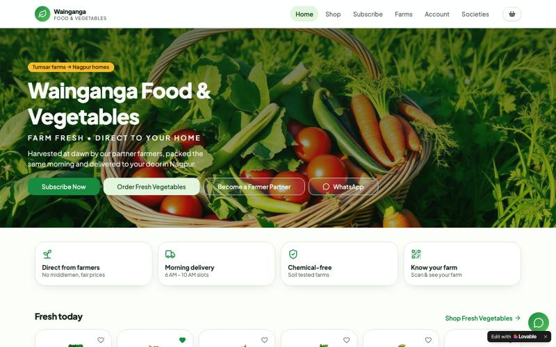 Wainganga Food & Vegetables — Farm Fresh Veggies in Nagpur — screenshot