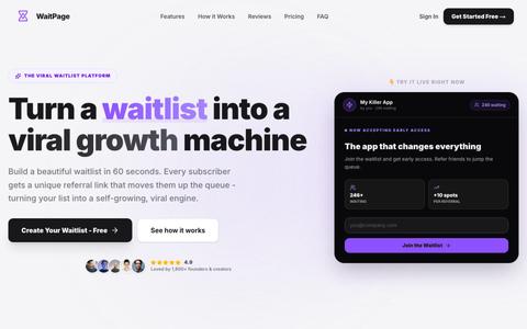 WaitPage - Turn a Waitlist into a Viral Growth Machine — screenshot