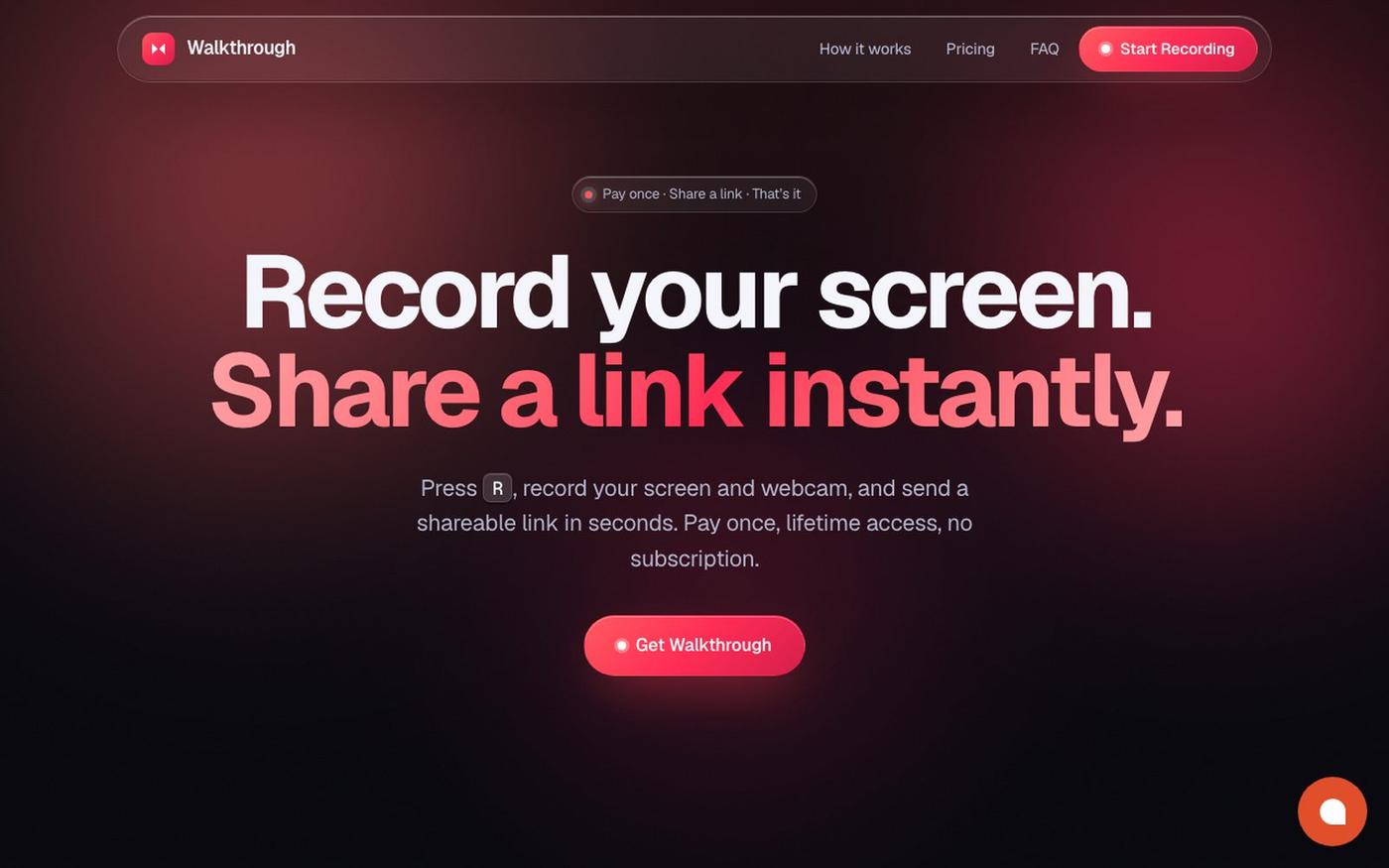 Record your screen. Share a link instantly. — screenshot
