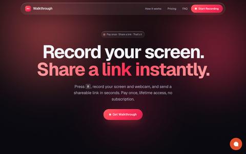 Record your screen. Share a link instantly. — screenshot
