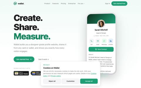 Wallat — Profile Sites With Per-Scan Analytics + Wallet Cards — screenshot