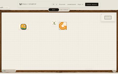 WallOfStartup · Feature your startup on the wall, €1 a pixel — screenshot