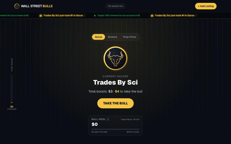 Wall Street Bulls — Pay-to-Rank Trading Leaderboard — screenshot