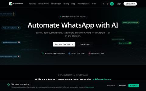 WhatsApp Automation, AI Agents & Flow Builder | WapiSender — screenshot