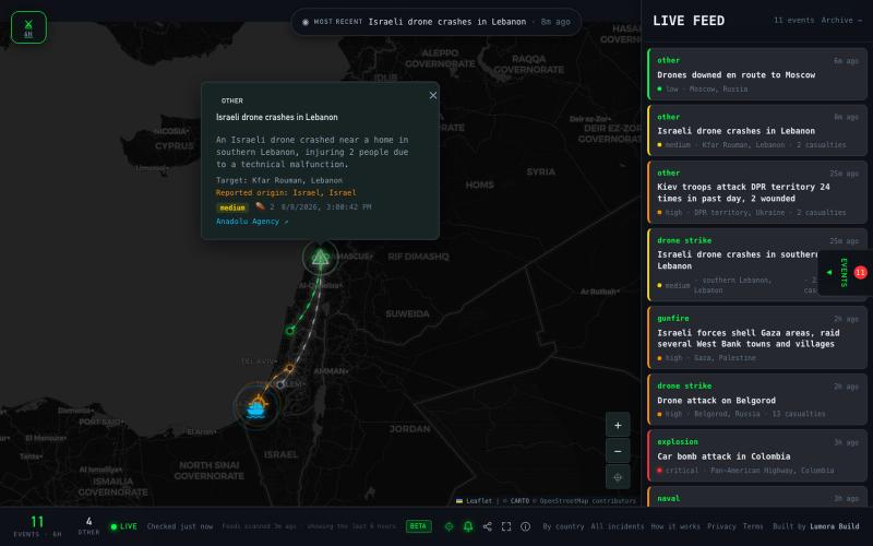 WarMap Live — Global Conflict Tracker | Real-Time War Map — screenshot