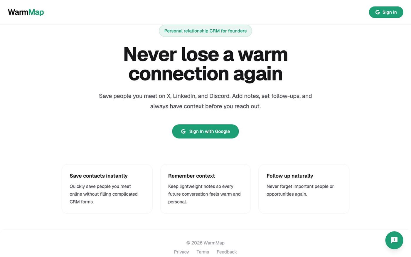 WarmMap — Never lose a warm connection again — screenshot