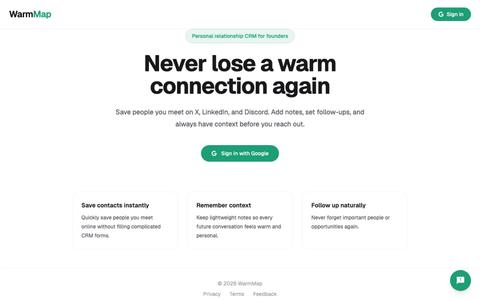 WarmMap — Never lose a warm connection again — screenshot