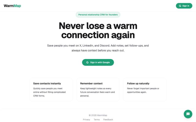 WarmMap — Never lose a warm connection again — screenshot