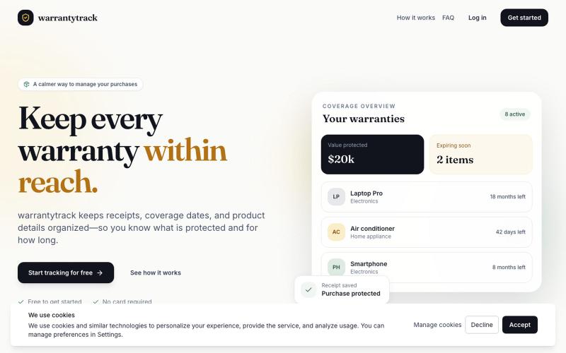 warrantytrack — Warranty tracking made simple — screenshot