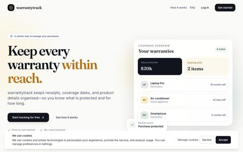 warrantytrack — Warranty tracking made simple — screenshot