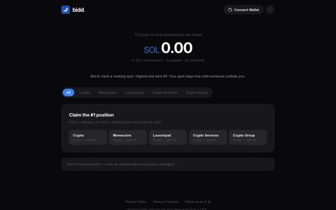 Web3Bids — Pay-to-Rank Crypto Leaderboard | Pay SOL to Claim #1 — screenshot