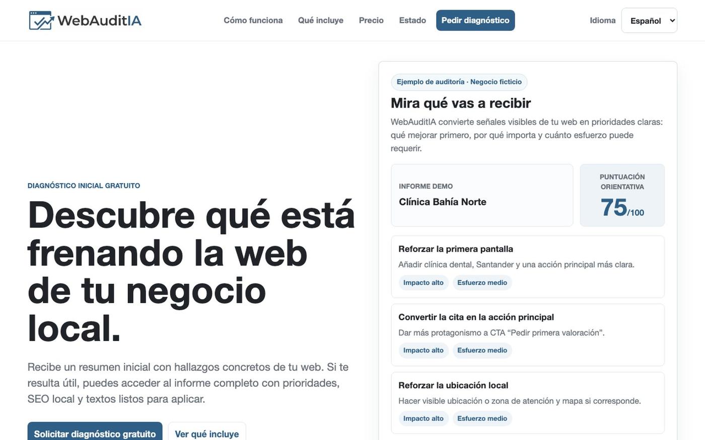 WebAuditIA | Auditoría web para negocios locales — screenshot