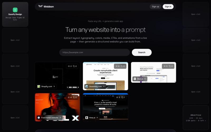 Webbon — Turn any website into a prompt — screenshot
