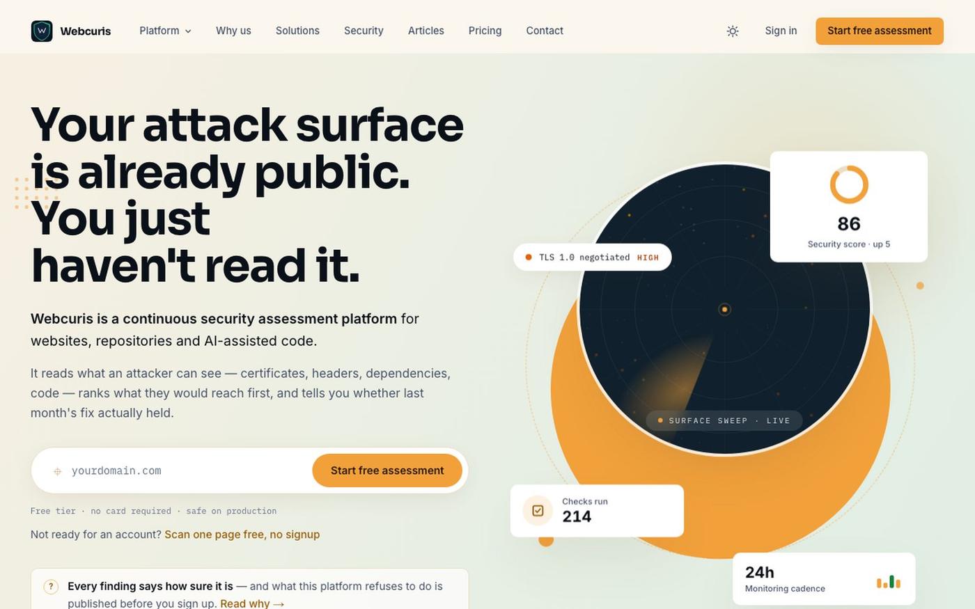 Webcuris — Find. Fix. Stay Secure. — screenshot