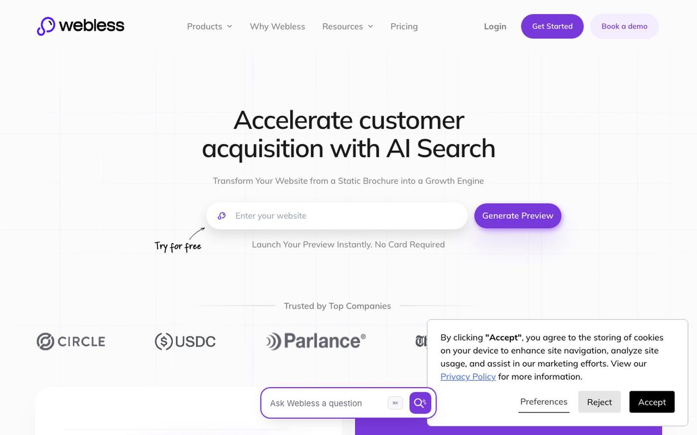 AI Search Optimization & Marketing | Webless AI — screenshot