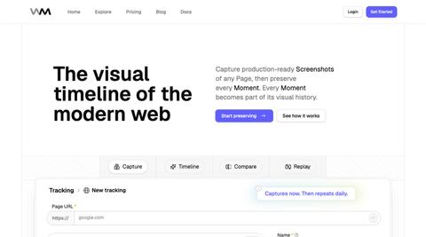 Replayable Website History | WebMoment — screenshot