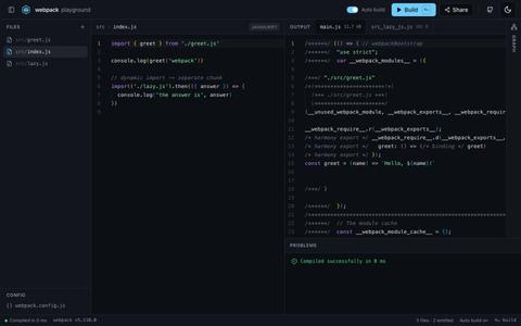 webpack playground — screenshot