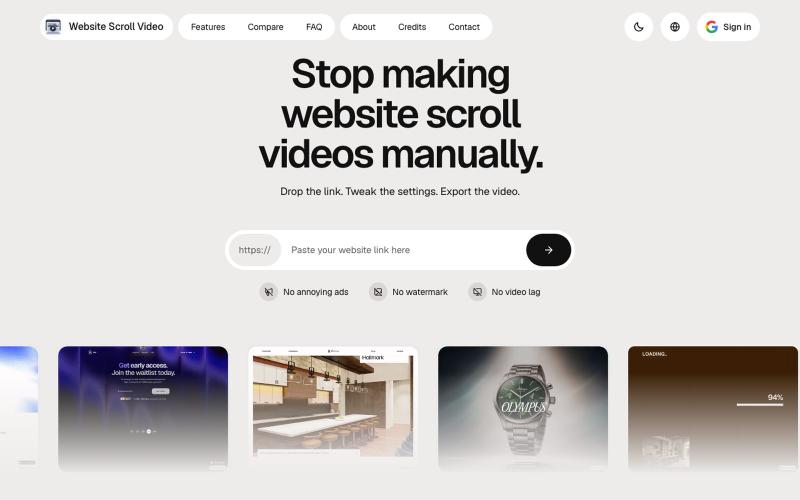 Website Scroll Video — turn any URL into a scrolling video — screenshot