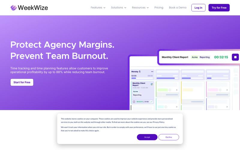 WeekWize | Time Tracking and Task Planning For Agencies — screenshot