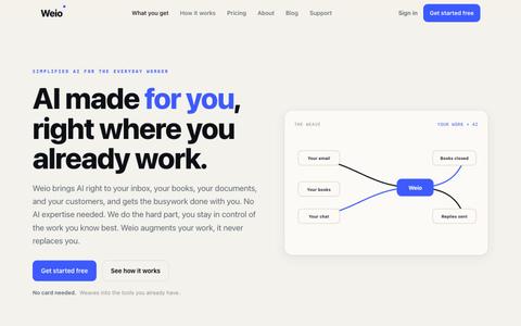 Weio · AI made for you — screenshot