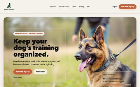 WellTrained | Dog Training Journal and Progress Tracker — screenshot