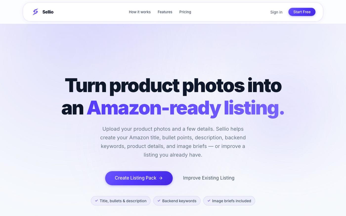 Sellio — AI Amazon Conversion Studio — screenshot