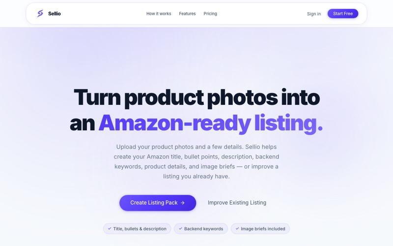 Sellio — AI Amazon Conversion Studio — screenshot