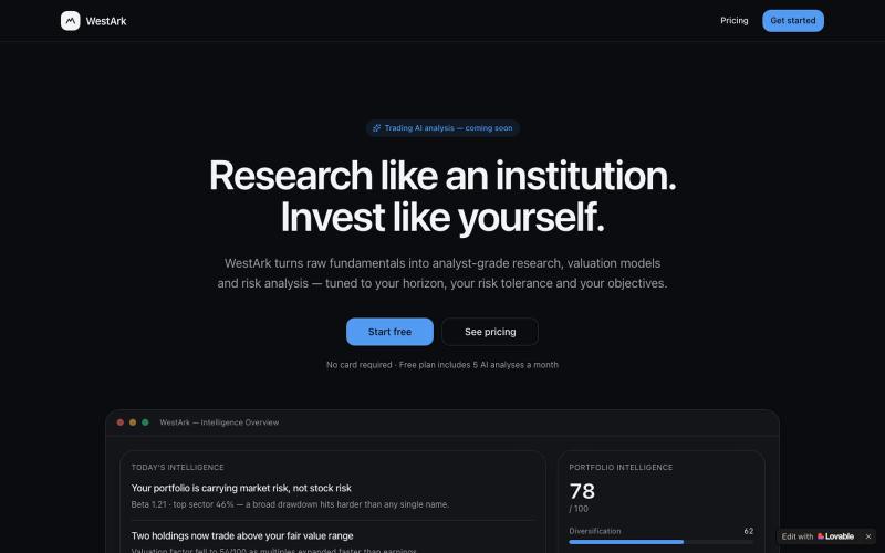 WestArk Investments — AI Investment Intelligence — screenshot