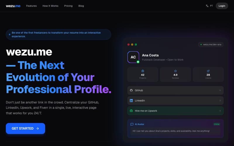wezu.me — The Next Evolution of Your Professional Profile. — screenshot