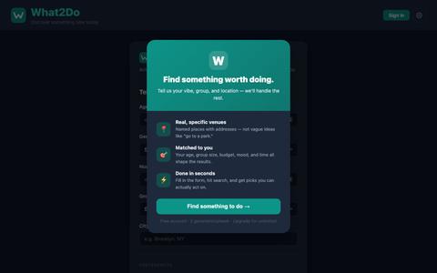 What2Do — Discover Something New Today — screenshot