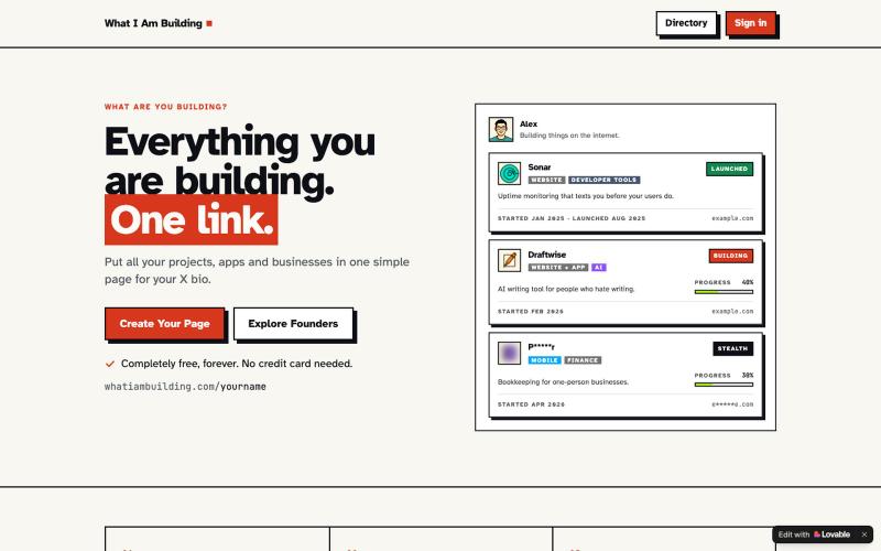 What I Am Building — Everything you are building. — screenshot