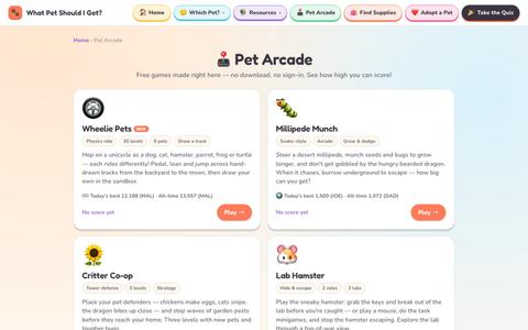 Pet Arcade | What Pet Should I Get? — screenshot