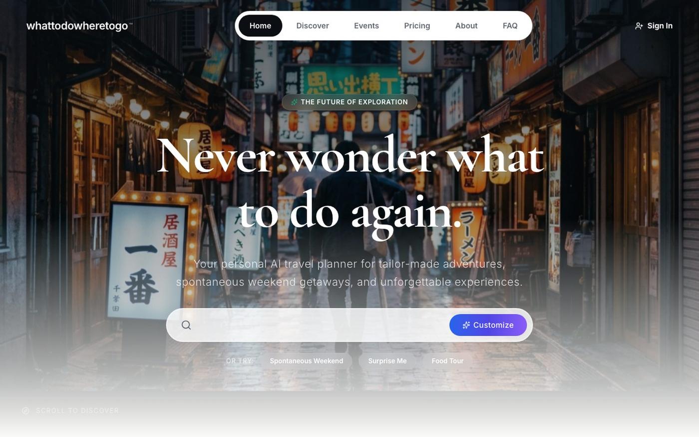 whattodowheretogo — Premium AI Travel Itinerary Planner — screenshot