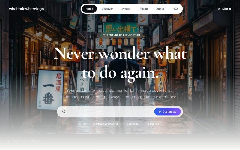 whattodowheretogo — Premium AI Travel Itinerary Planner — screenshot