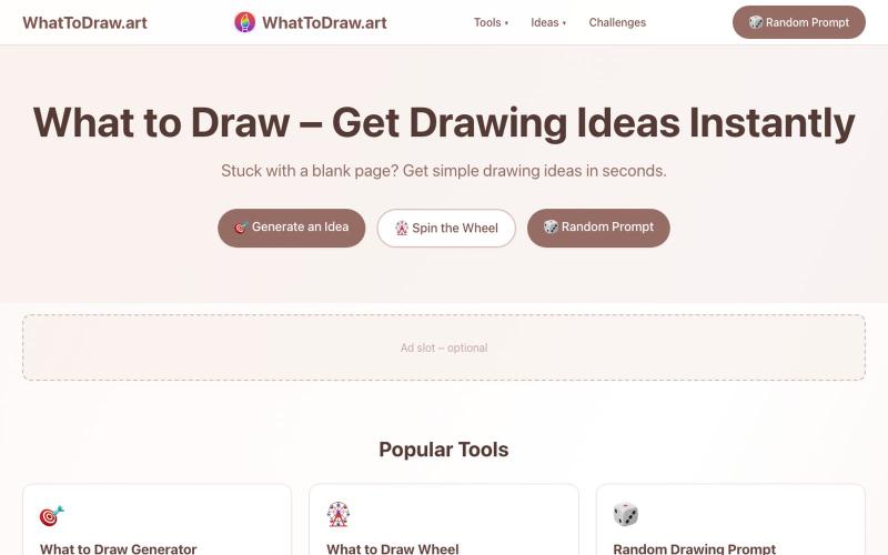 WhatToDraw.art – Drawing Ideas & Prompts — screenshot