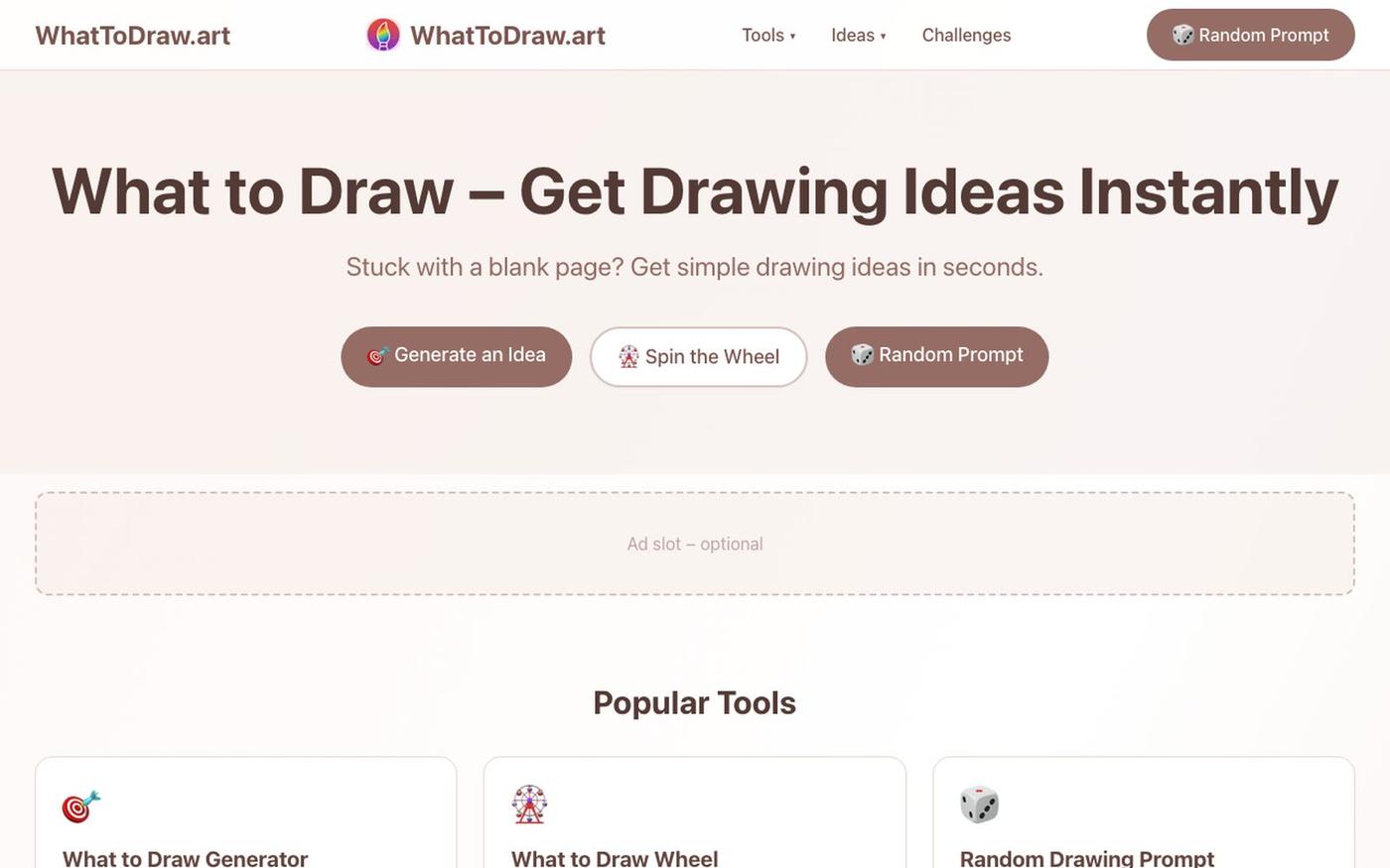 WhatToDraw.art – Drawing Ideas & Prompts — screenshot