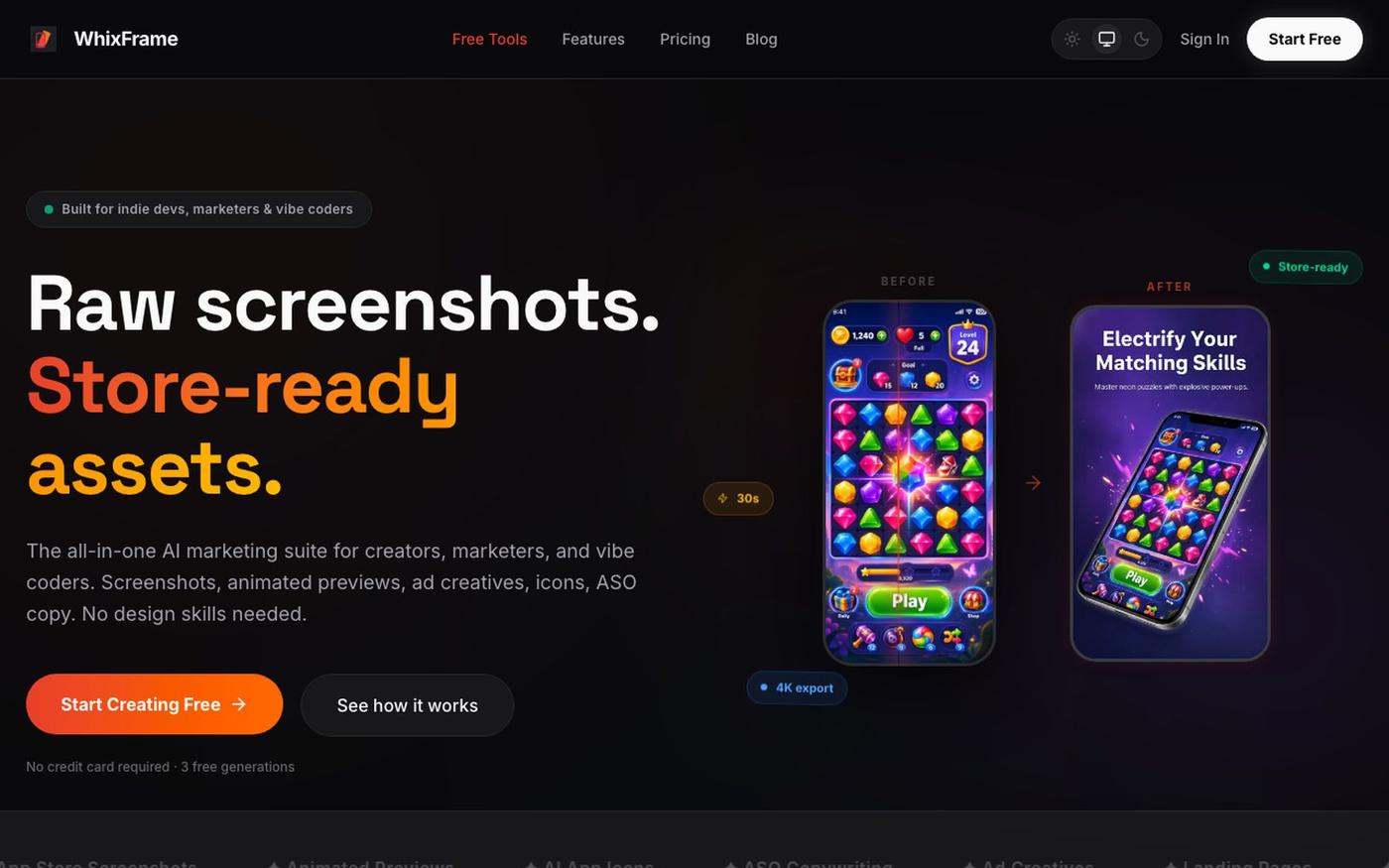 WhixFrame | App Store Assets That Convert — Screenshots, Previews & Icons — screenshot