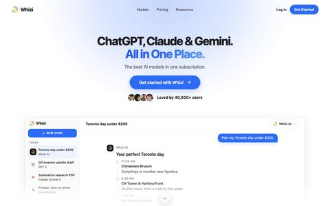 Whizi | GPT, Claude, Gemini, and more in one AI workspace — screenshot