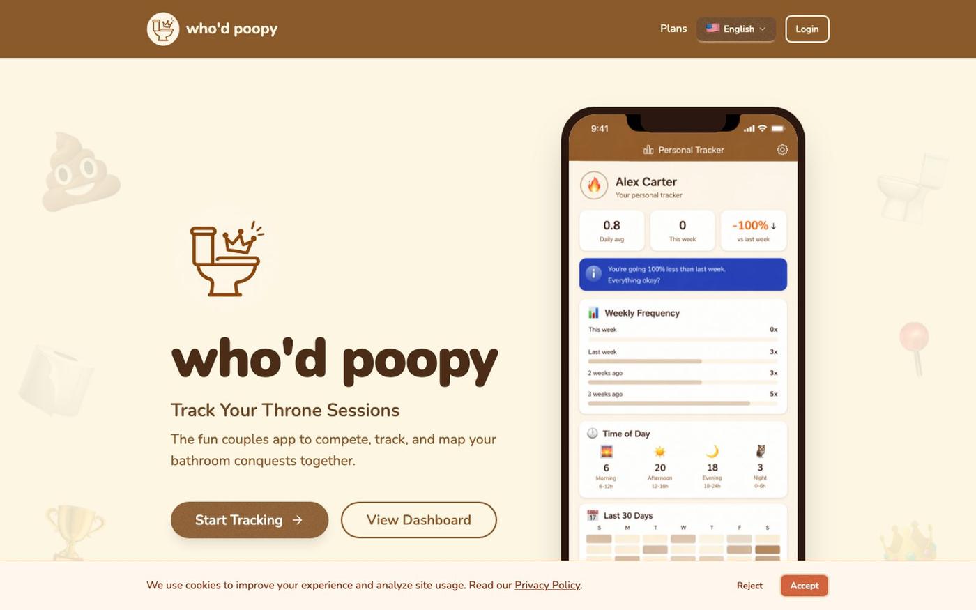 Track Your Throne Sessions — who'd poopy — screenshot