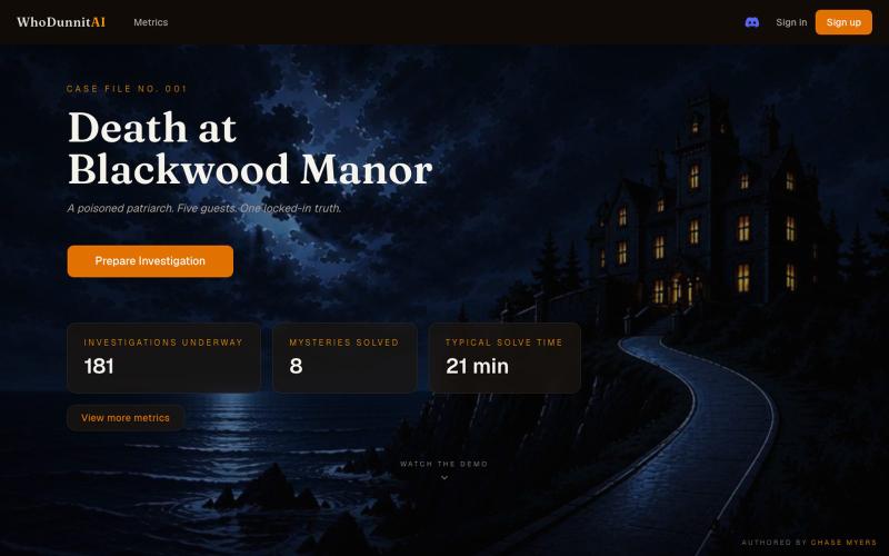 WhoDunnitAI — The Voice-Driven Murder Mystery — screenshot
