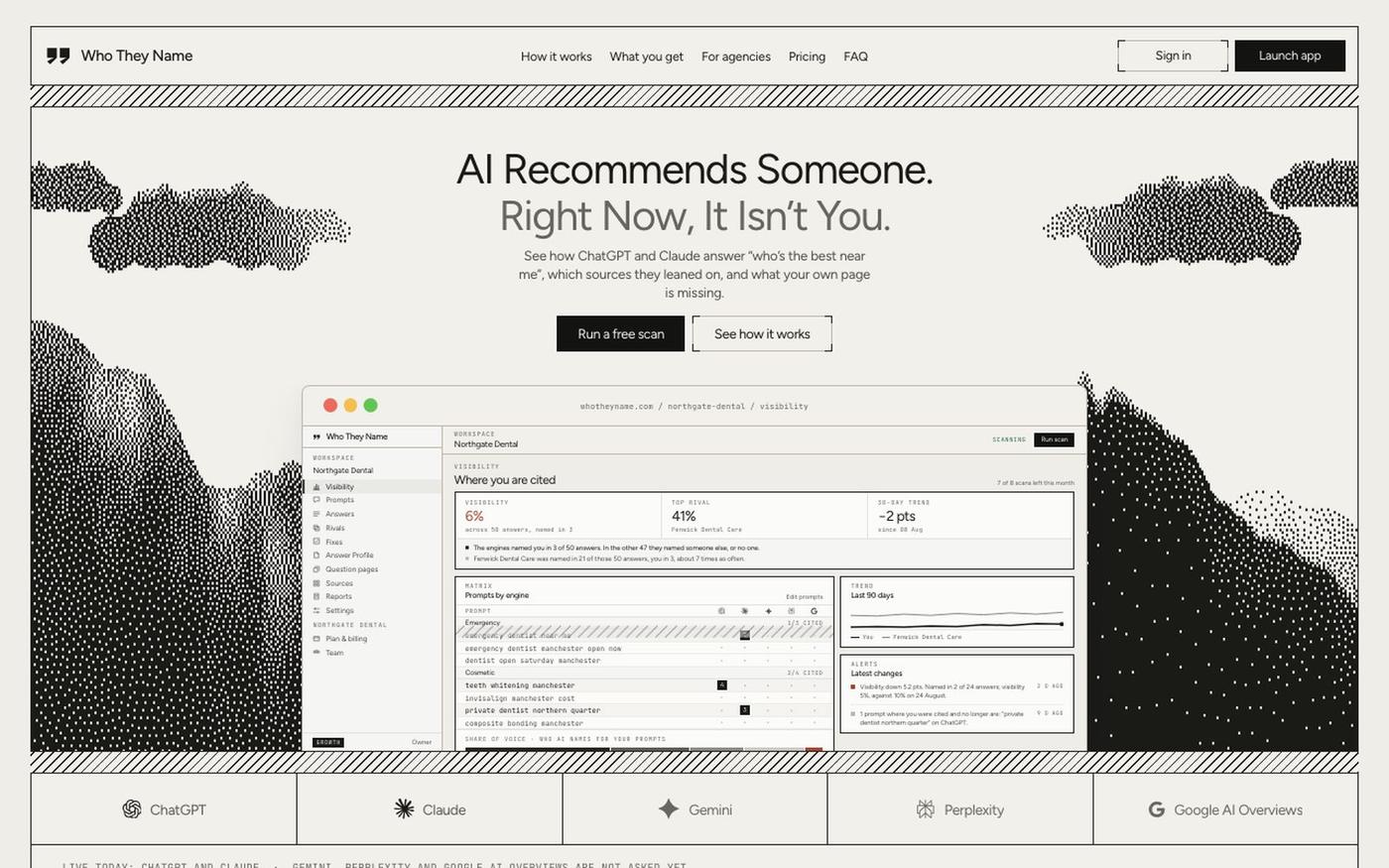Who They Name · AI Recommends Someone. Right Now, It Isn’t You. — screenshot