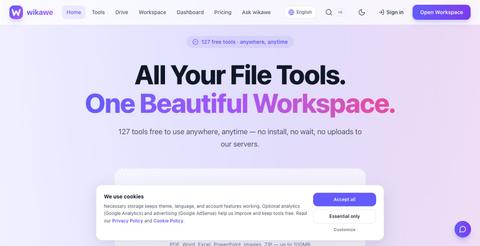 wikawe — Private PDF Tools Without Uploading | Free Browser Utilities — screenshot