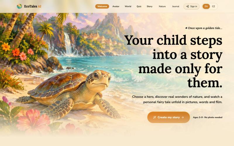 EcoTales AI — Nature Bedtime Stories · Pohádky o přírodě — screenshot