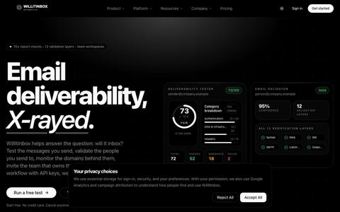 WillItInbox - Email deliverability tester, X-rayed — screenshot