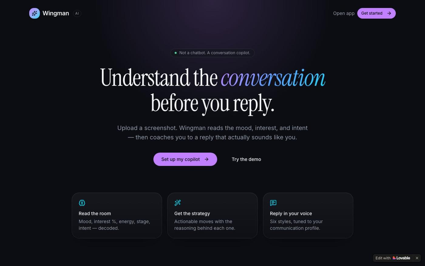Wingman AI — Understand any conversation before you reply — screenshot