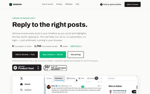 Winnow — Reply to the right posts. — screenshot