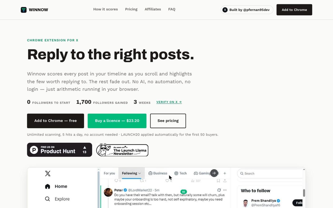 Winnow — Reply to the right posts. — screenshot