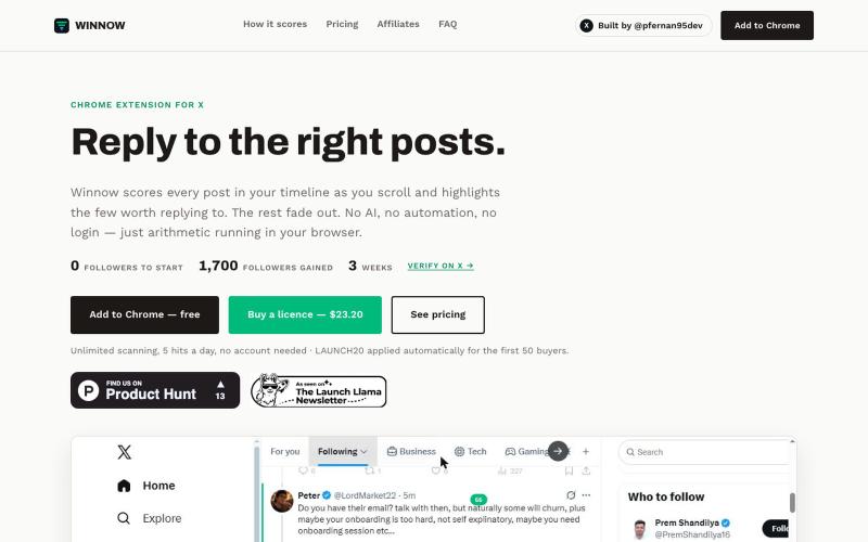 Winnow — Reply to the right posts. — screenshot