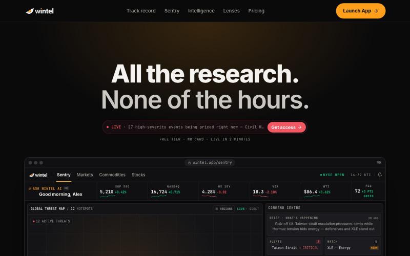 Wintel — Global Market Intelligence Terminal — screenshot